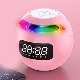 Wireless Portable Speaker With Clock Alarm & Human Body Induction, Color Atmosphere Light, Waterproof Small Speaker With Light Card (Color: Pink, brass dead bolt Model: Induction Plate 860605T)