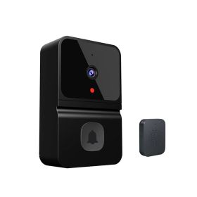 Smart Doorbell Wireless Video Doorbell Camera with 450P Night Vision (Color: Black, Type schlage door lock brass: brass lock)